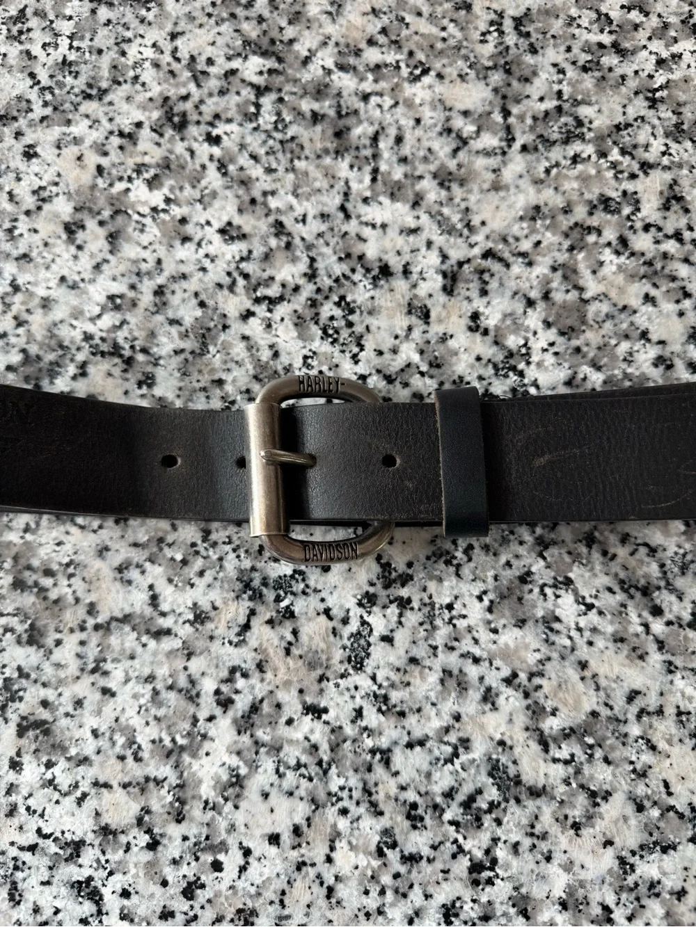 Harley-Davidson Black Leather Belt with Branded Metal Buckle